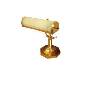 Bronze desk lamp in good condition frosted glass shade 14 inches high by 9 in wi